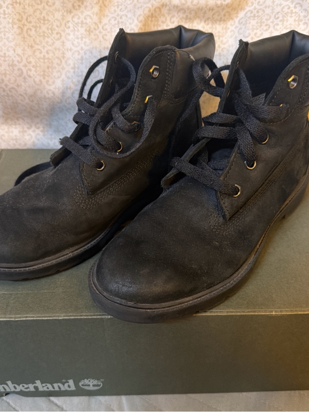 Timberland Black Kids Lace-Up Nubuck Boots